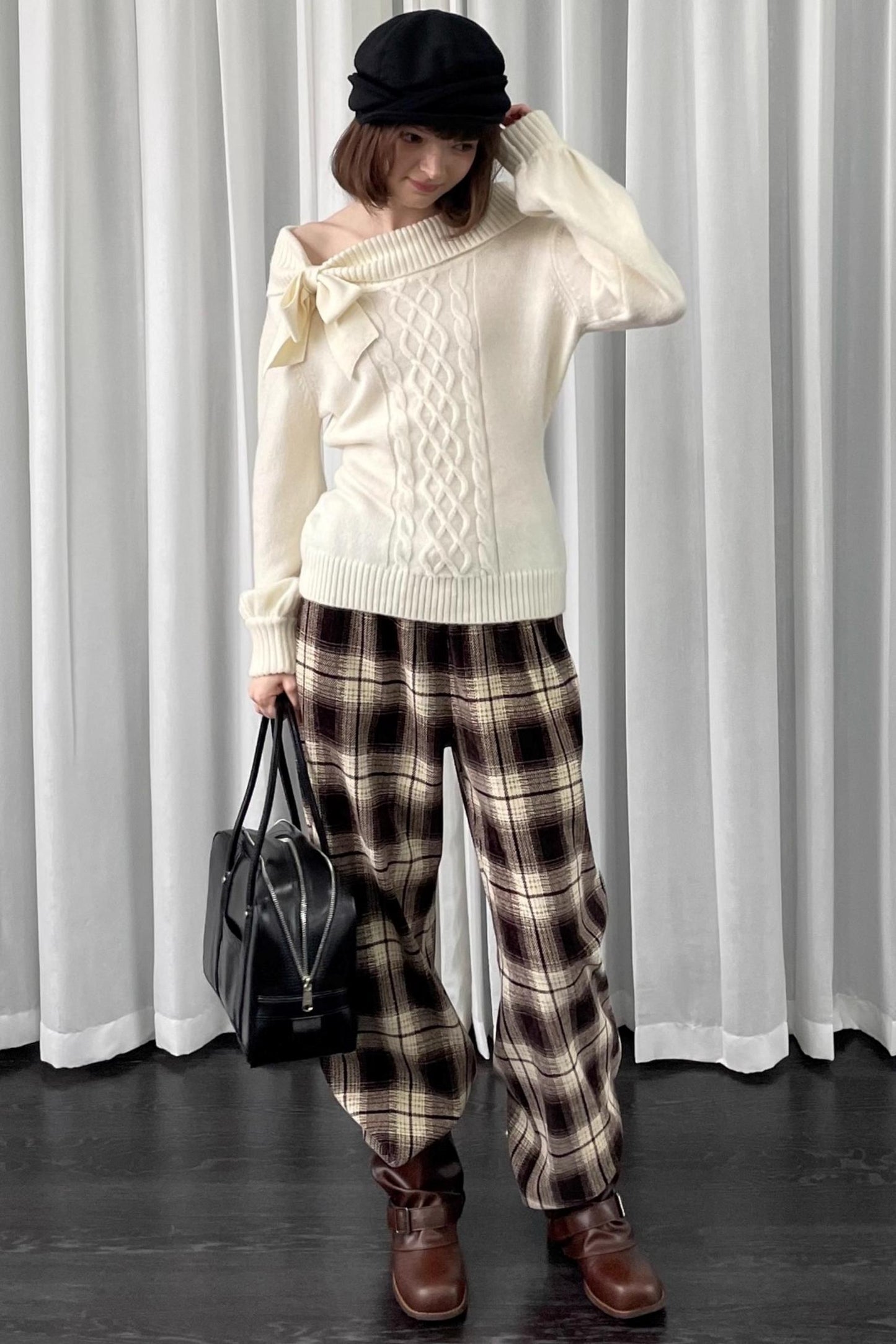 Versatile Khaki Plaid Trousers