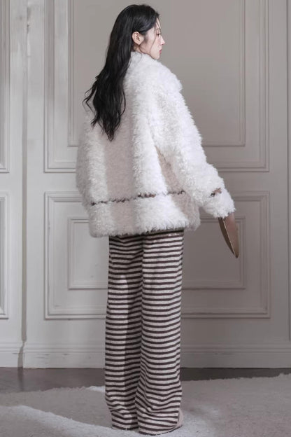 Velvet Curly Fur Coat Set