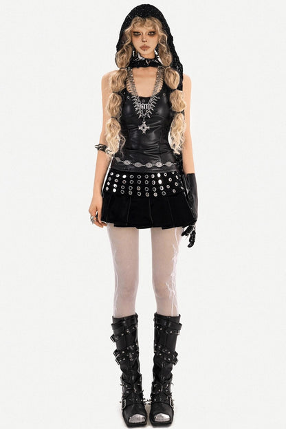 Gothic Metallic Pleated Skirt