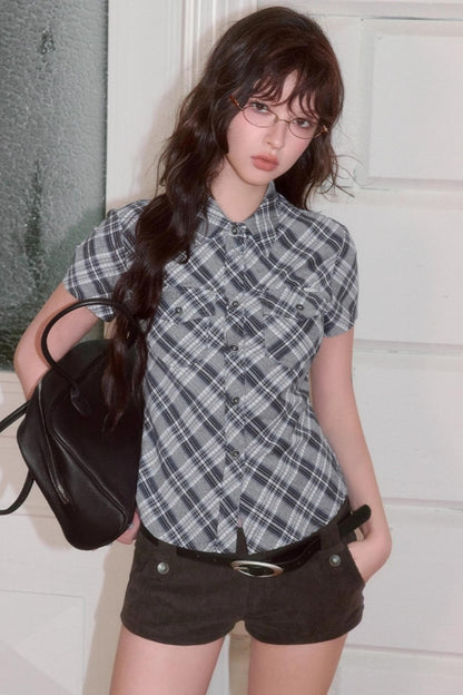 Retro Sweet Striped Short Sleeve Shirt