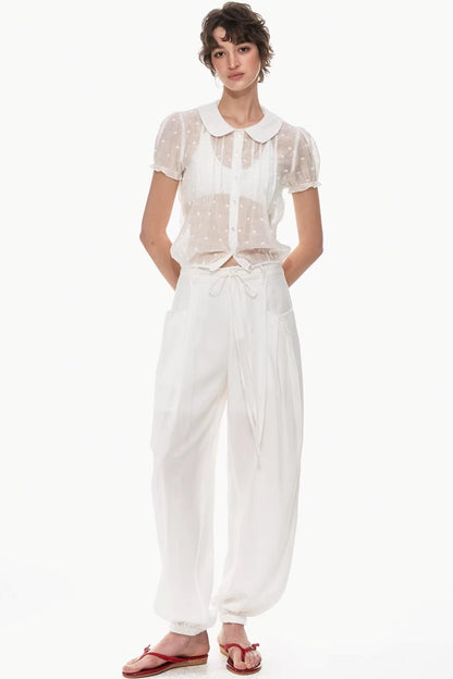Lyocell Jacquard Doll Collar Blouse