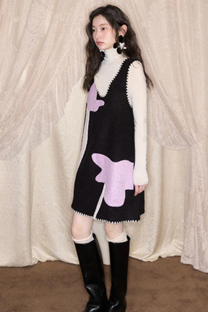 Sweet Iris Circle Wool Vest Dress