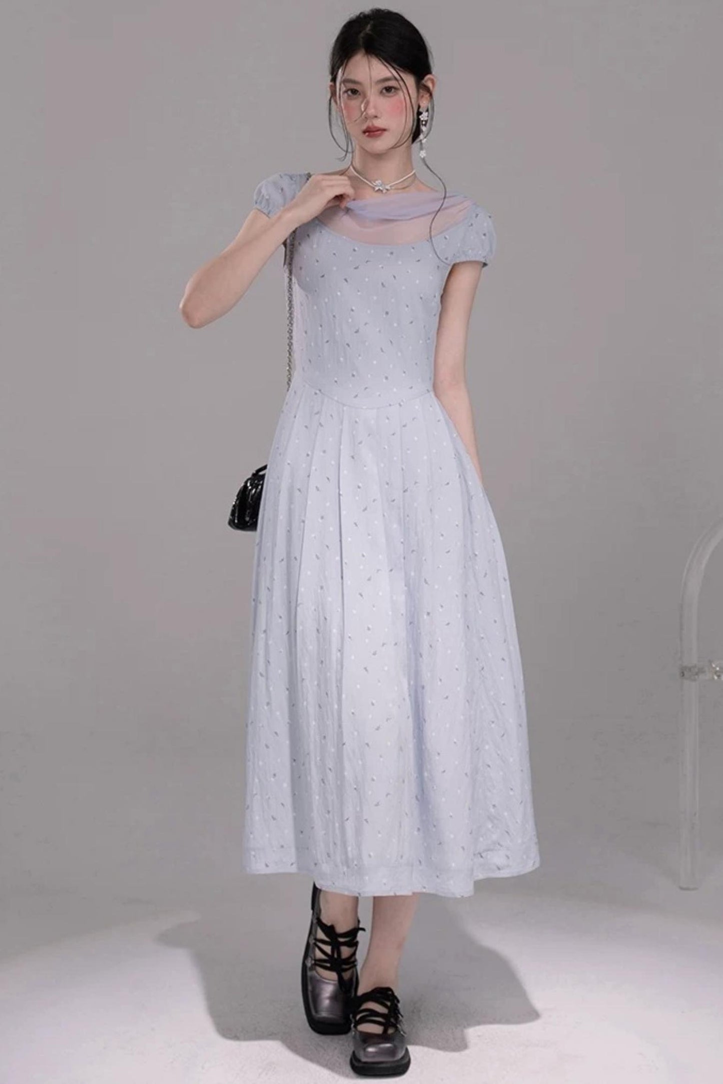 Misty Blue Ruffled Dress