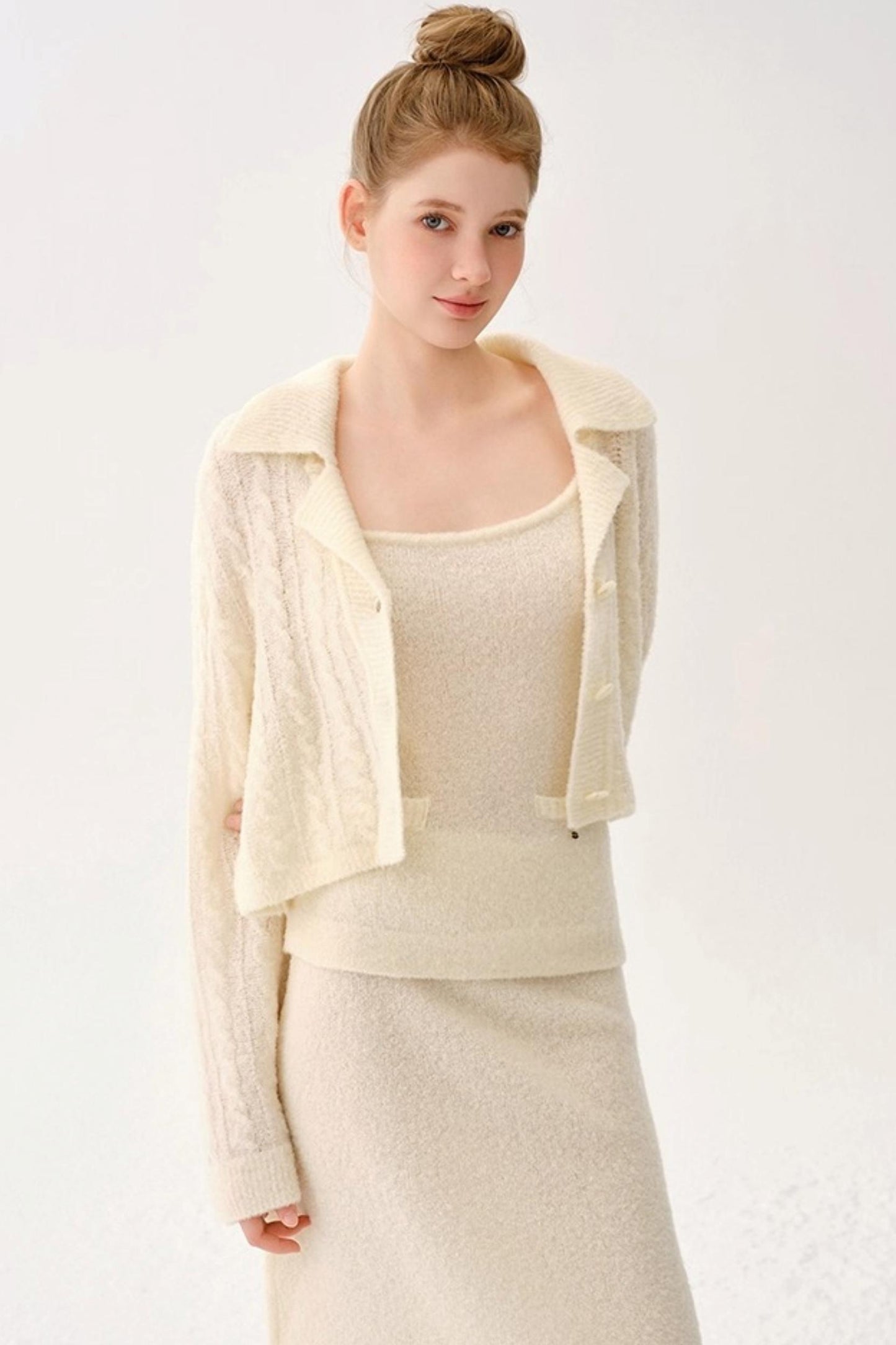 Retro Wool Knitted Cardigan Set-Up