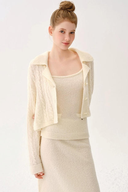 Retro Wool Knitted Cardigan Set-Up