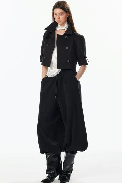 Cropped Convertible Collar Top
