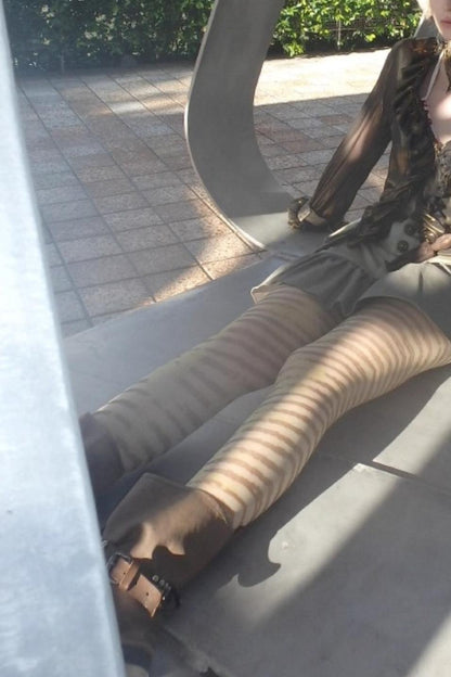 Hand-Painted Striped Ultra-Thin Stockings