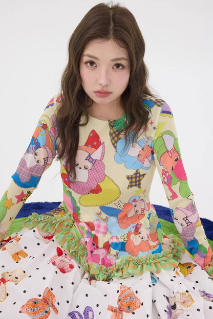 Two-Tone Lace Trim Top