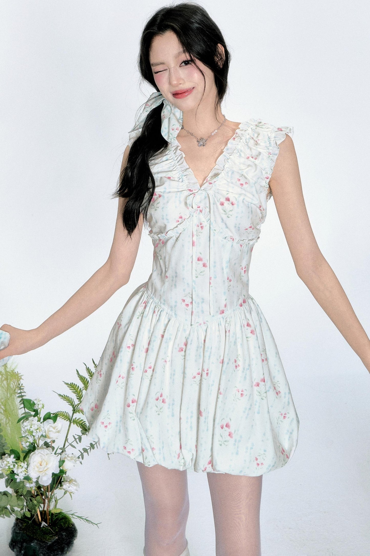 Blue Floral Resort Dress