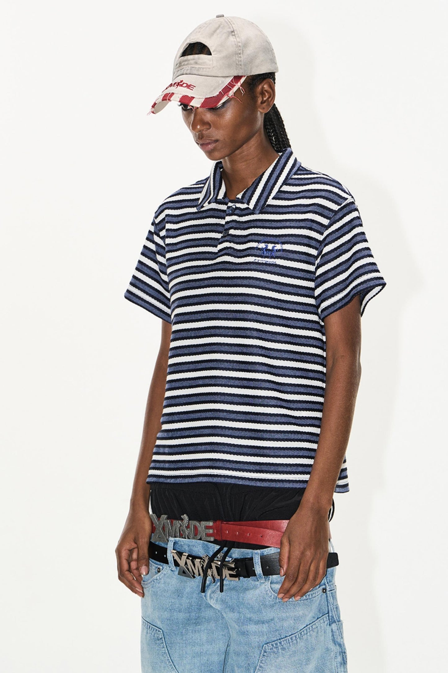 Striped Embroidered Polo Tee