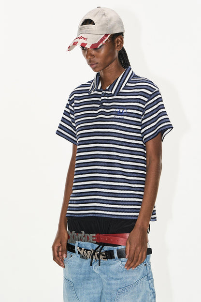 Striped Embroidered Polo Tee