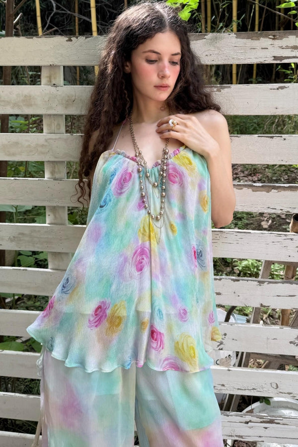 Rose Silk Chiffon Skirt Set-Up