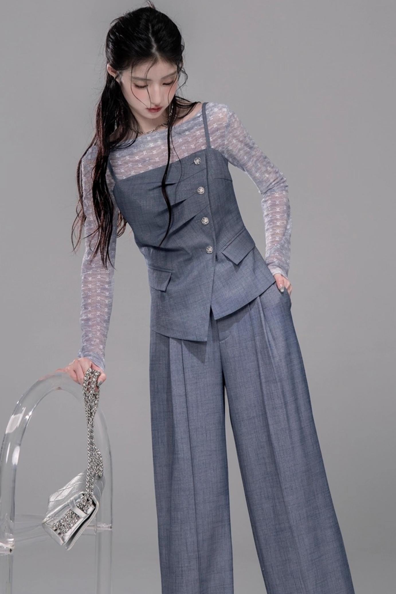 Star Sparkle Pleated Pants Set-Up