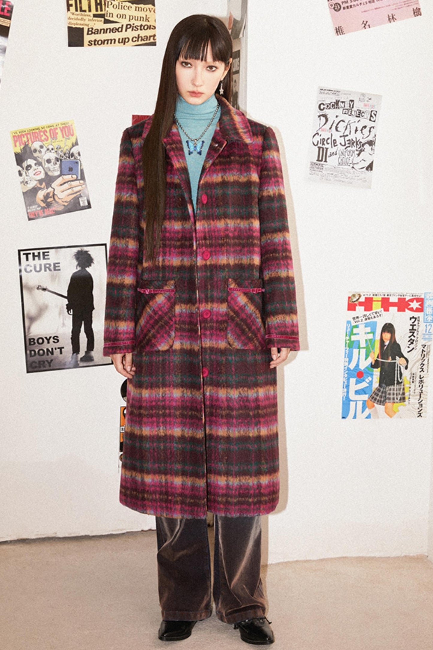 Retro Check Long Coat