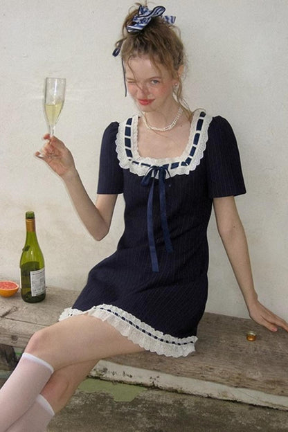 Striped Lace A-line Dress