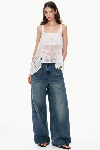 Dunkelblaue Vintage-Hose mit Farbverlauf