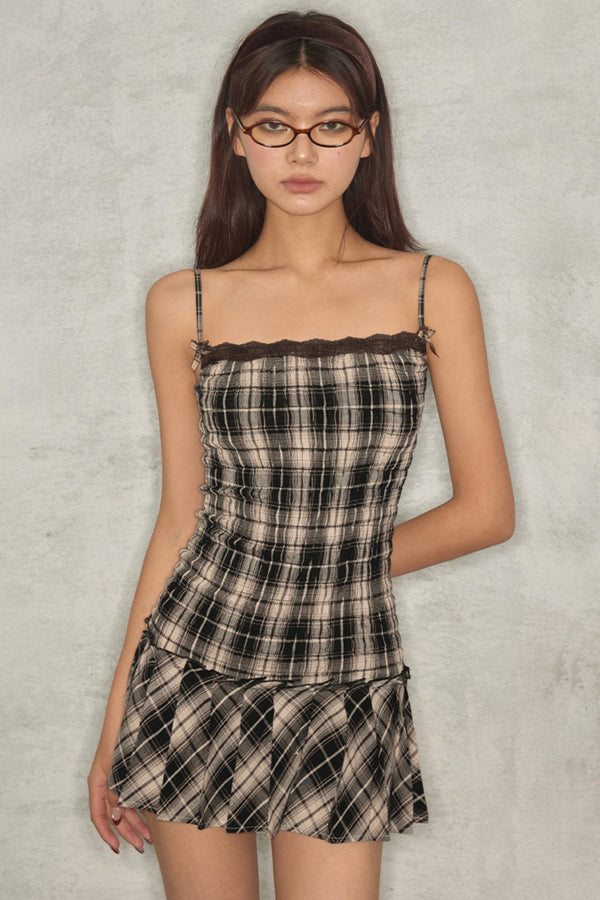 Sweetheart Checkered Slip Dress