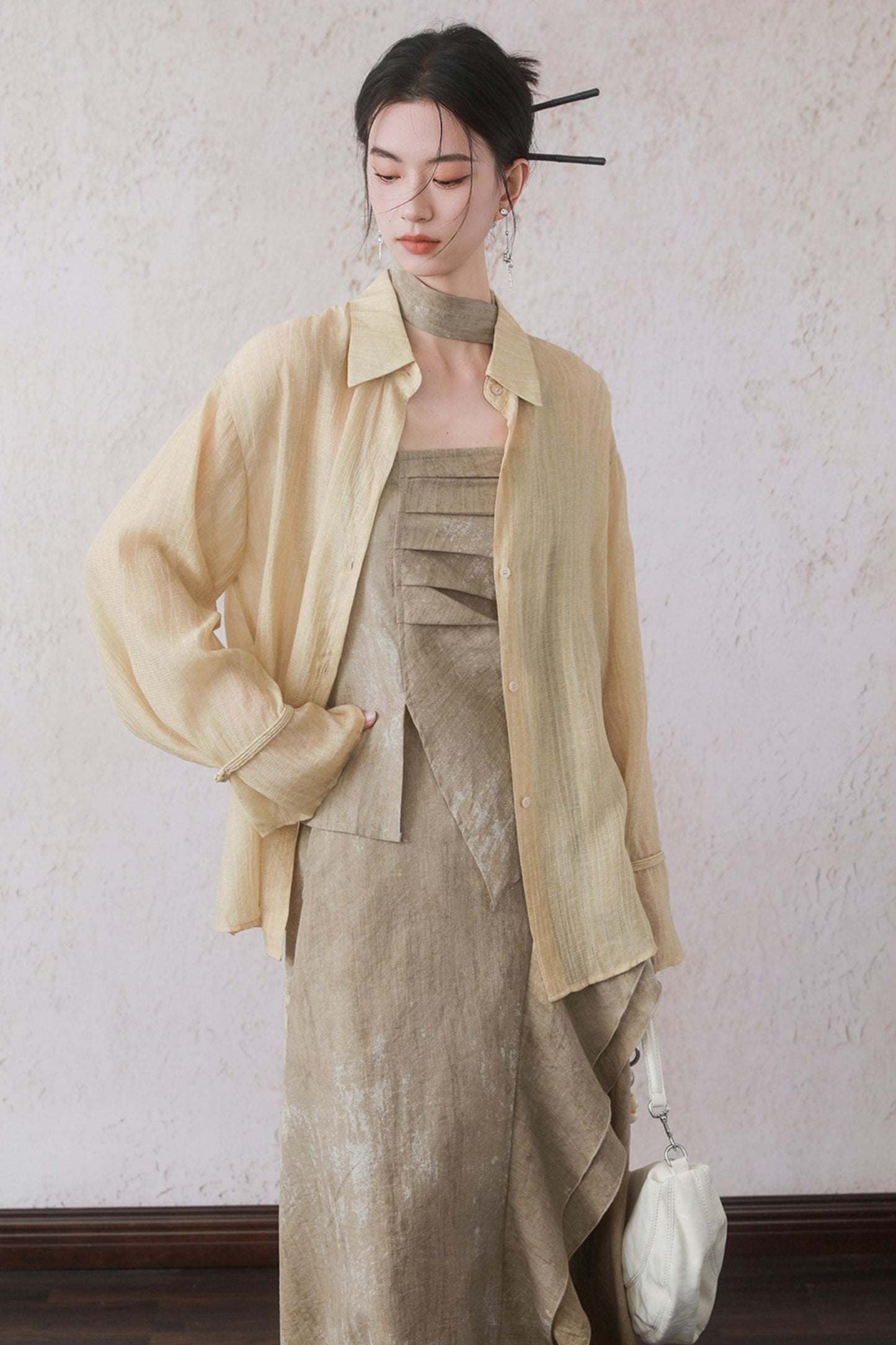 Sun-Protective Yellow Striped Shirt