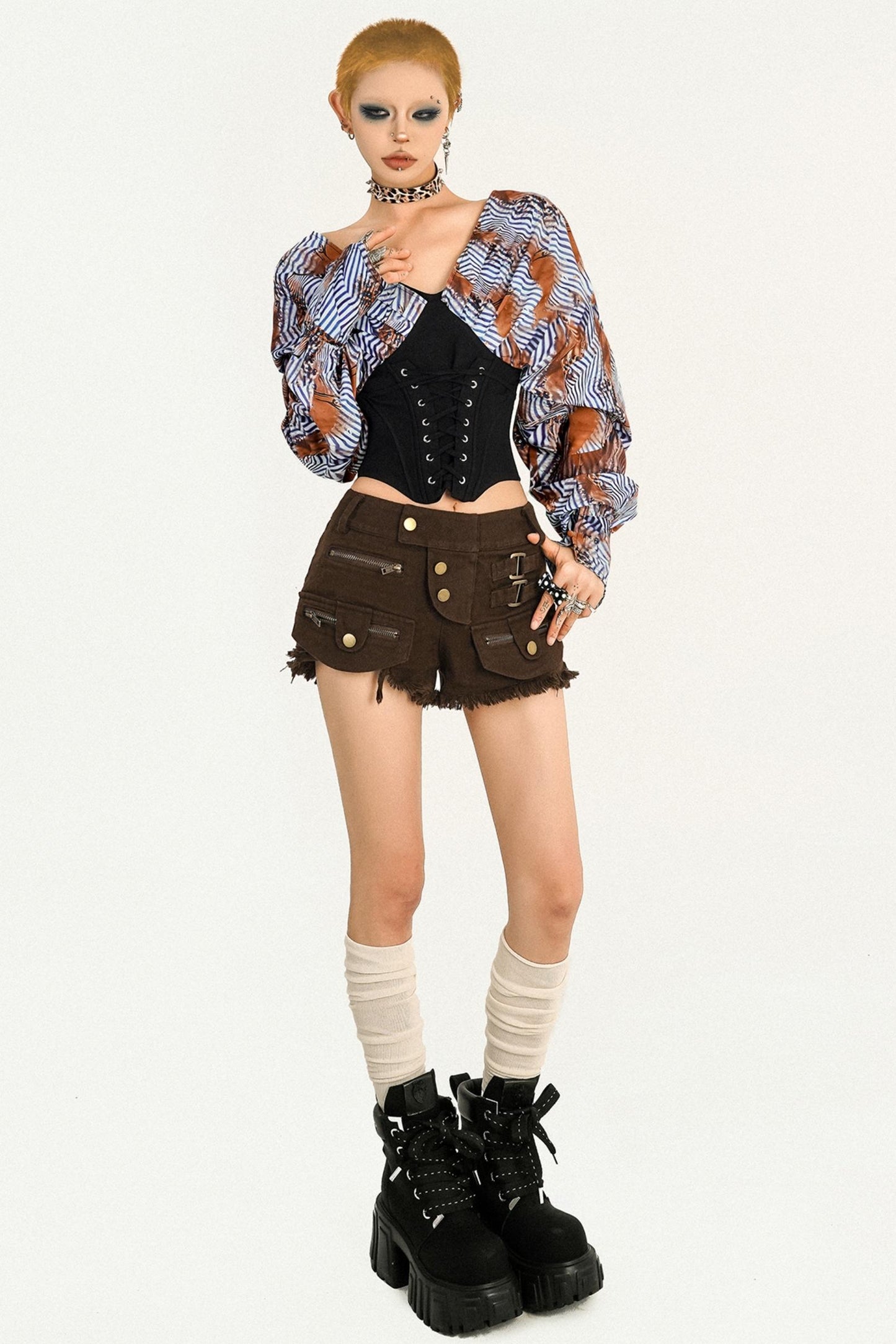 Retro Spice Girl Striped Long Sleeve Top