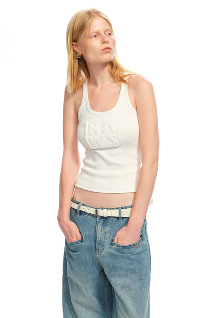 Textured Woolen U-Neck Tank Top