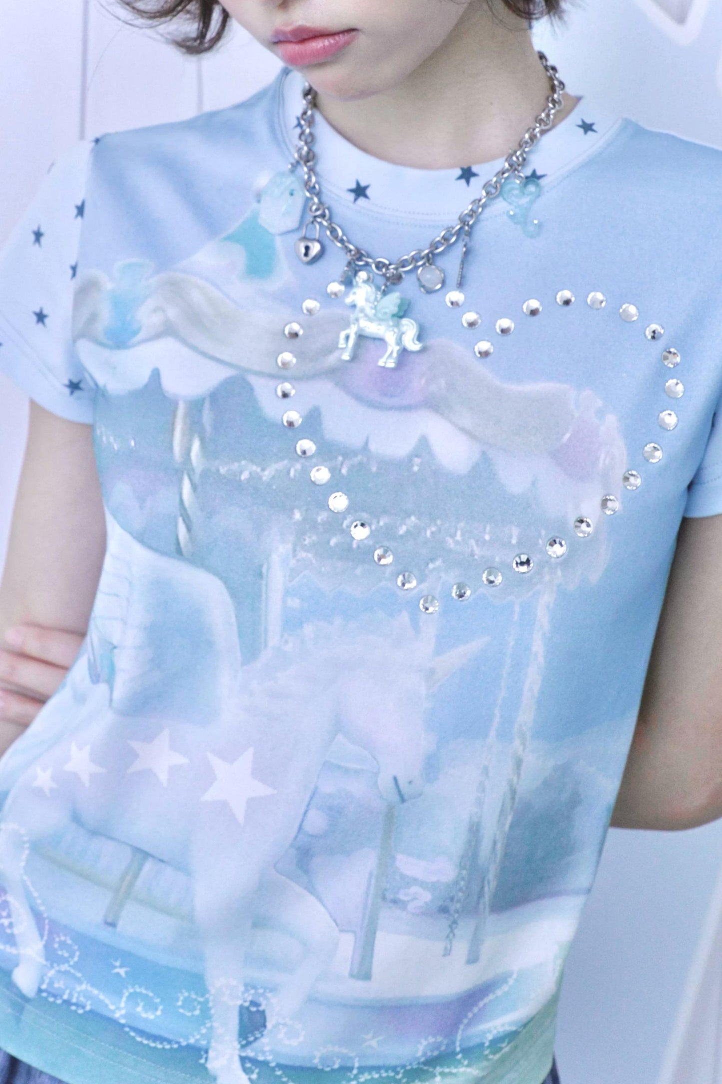 Aquablaues Einhorn-Strass-Oberteil