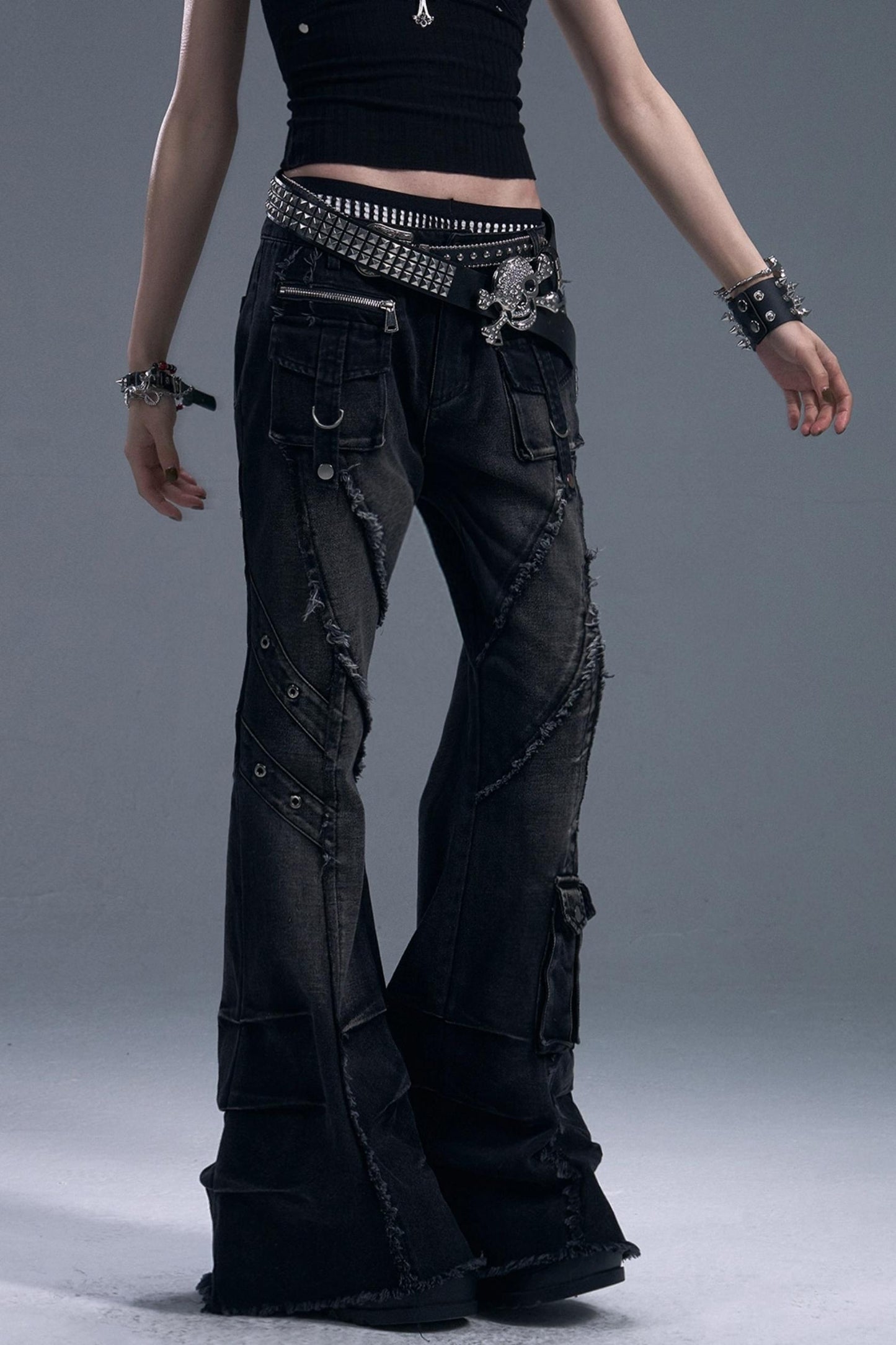 Casual Distressed Punk Bootcut Jeans