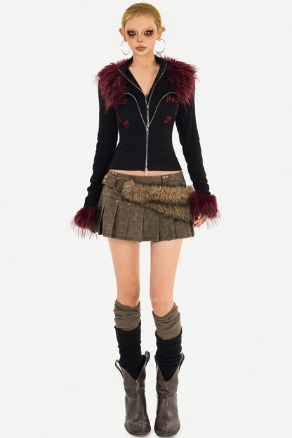 Mid-Low Waist Mini Pleated Short Skirt