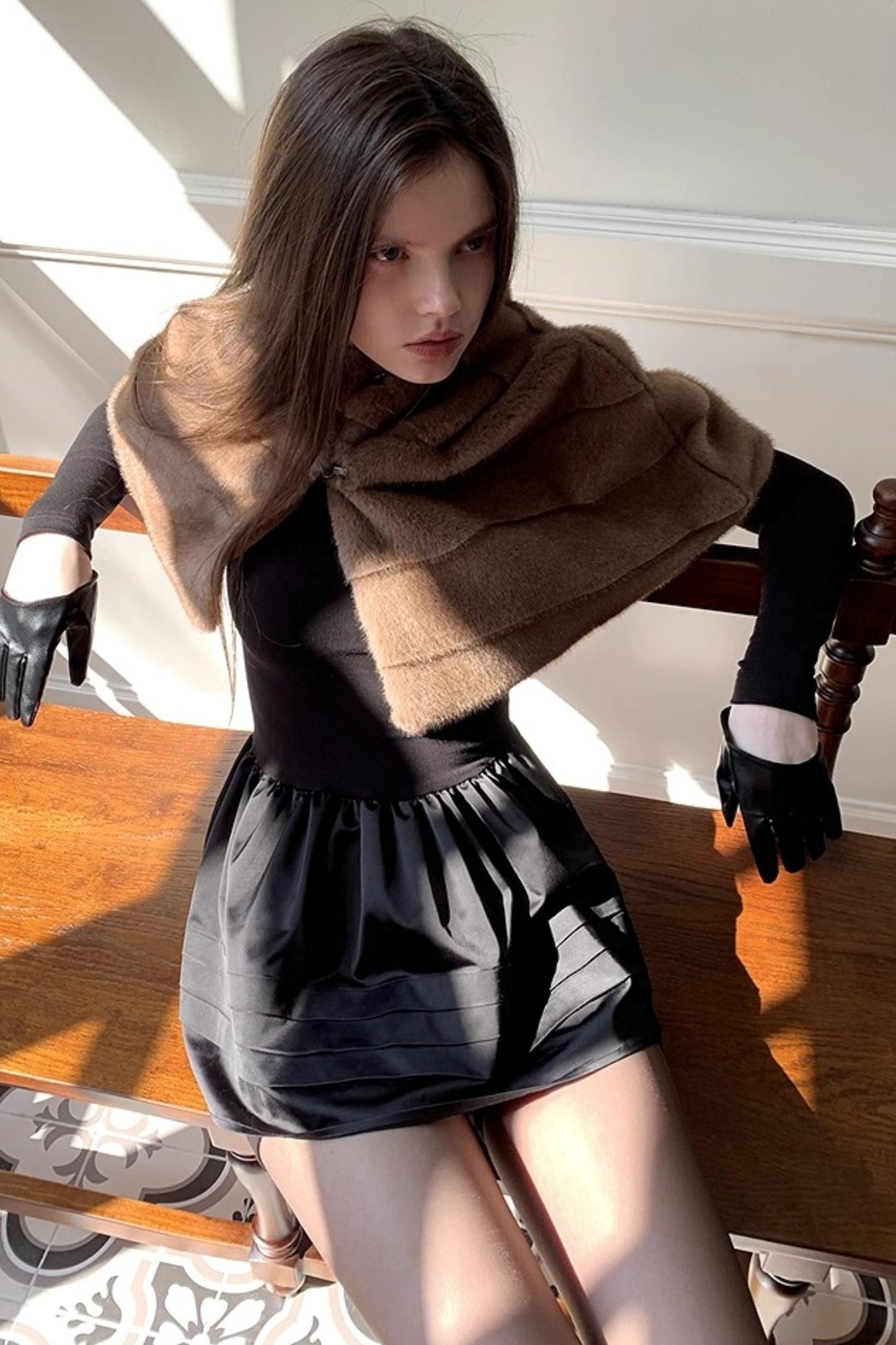 Black Layered Knit Dress Set