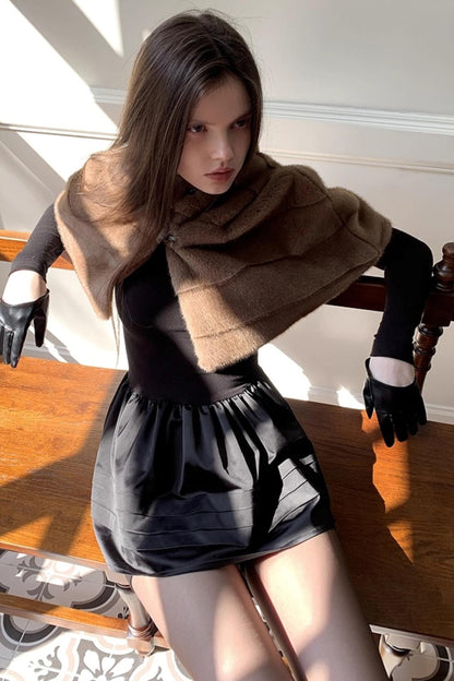 Black Layered Knit Dress Set