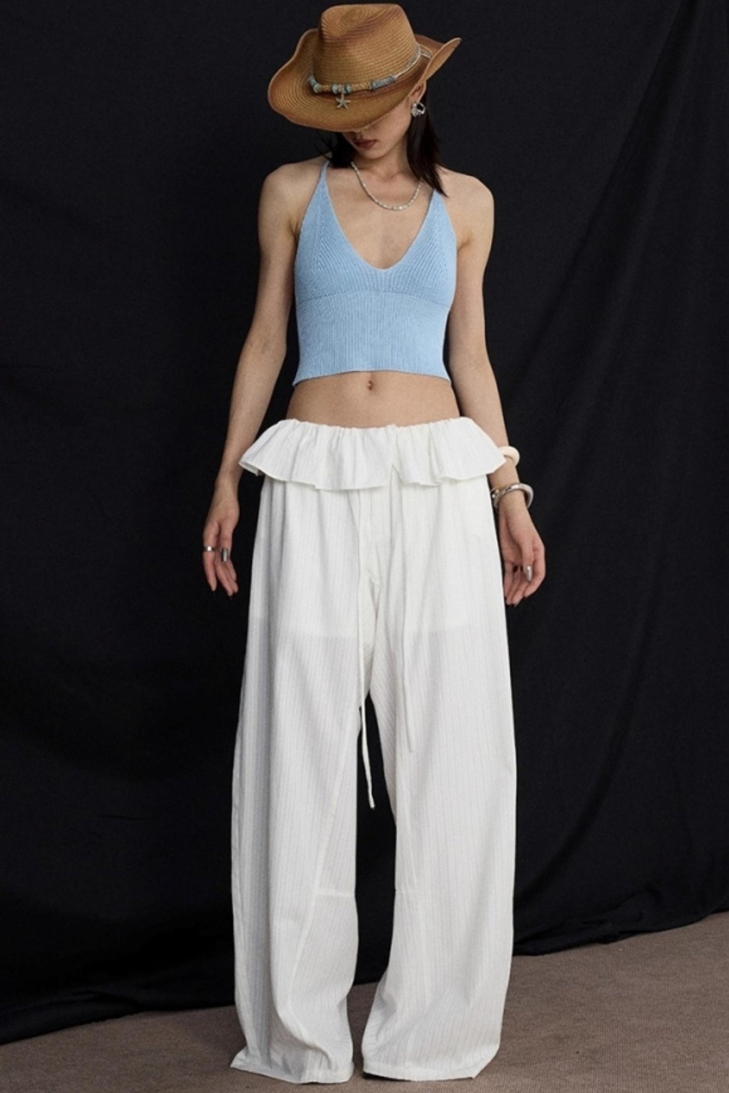 Orange V-Neck Knitted Vest