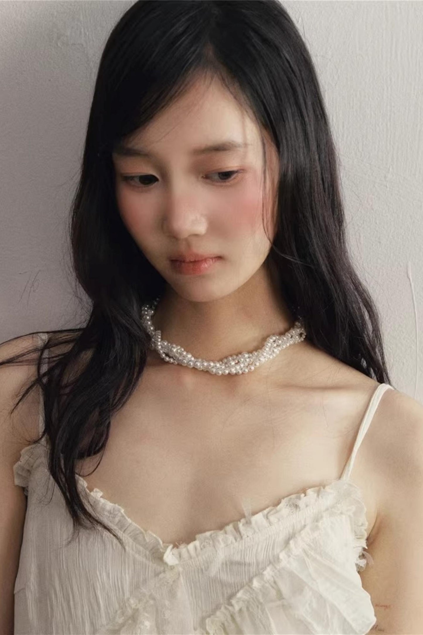 White Pearl Wrapped Necklace