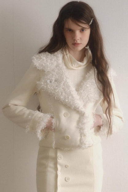 Suede Woolen Fishtail Suit Set-Up