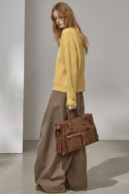 Ribbon Embroidery Crew Neck Top