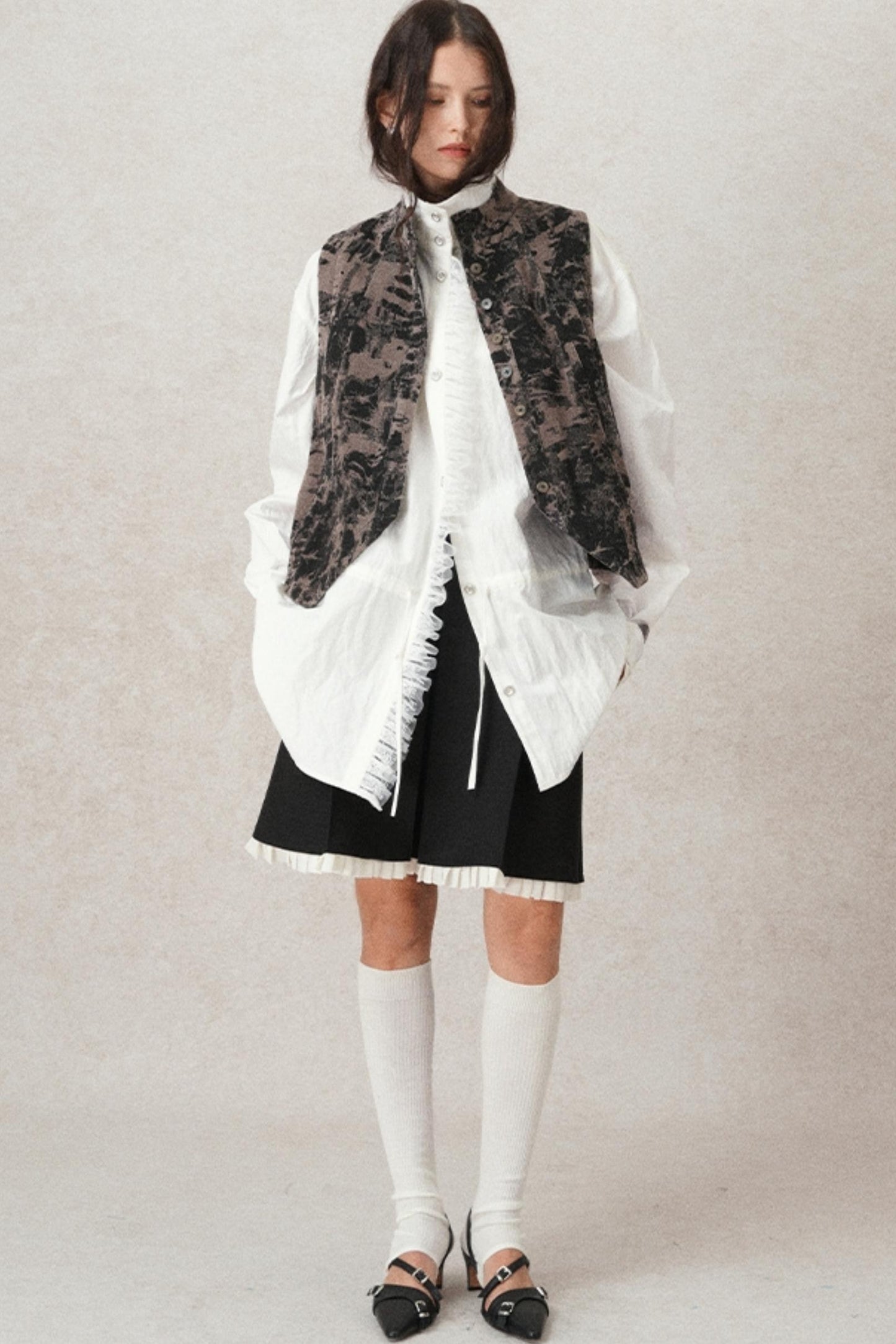 French Lace Stand Collar Cardigan