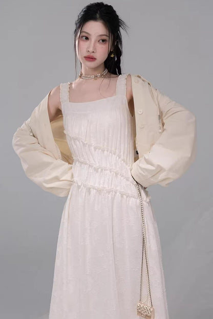 Apricot Jacquard Lace Dress