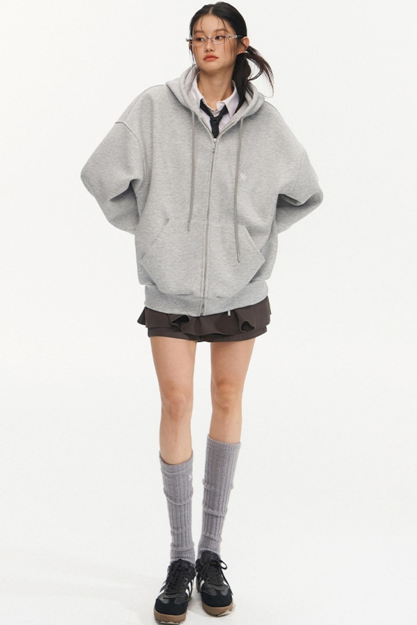 Oversized Air Layer Zip-Up Hoodie