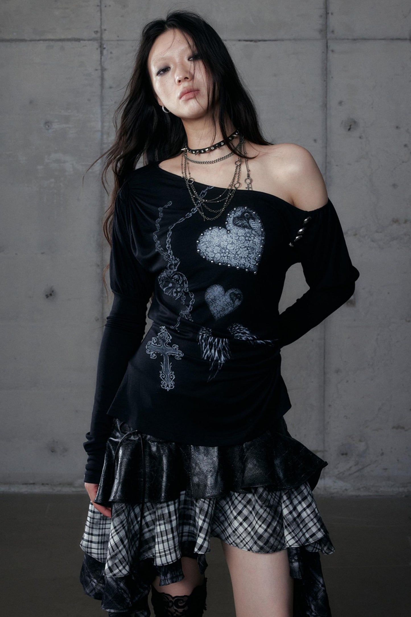 Puff Sleeve Punk Print Shirt