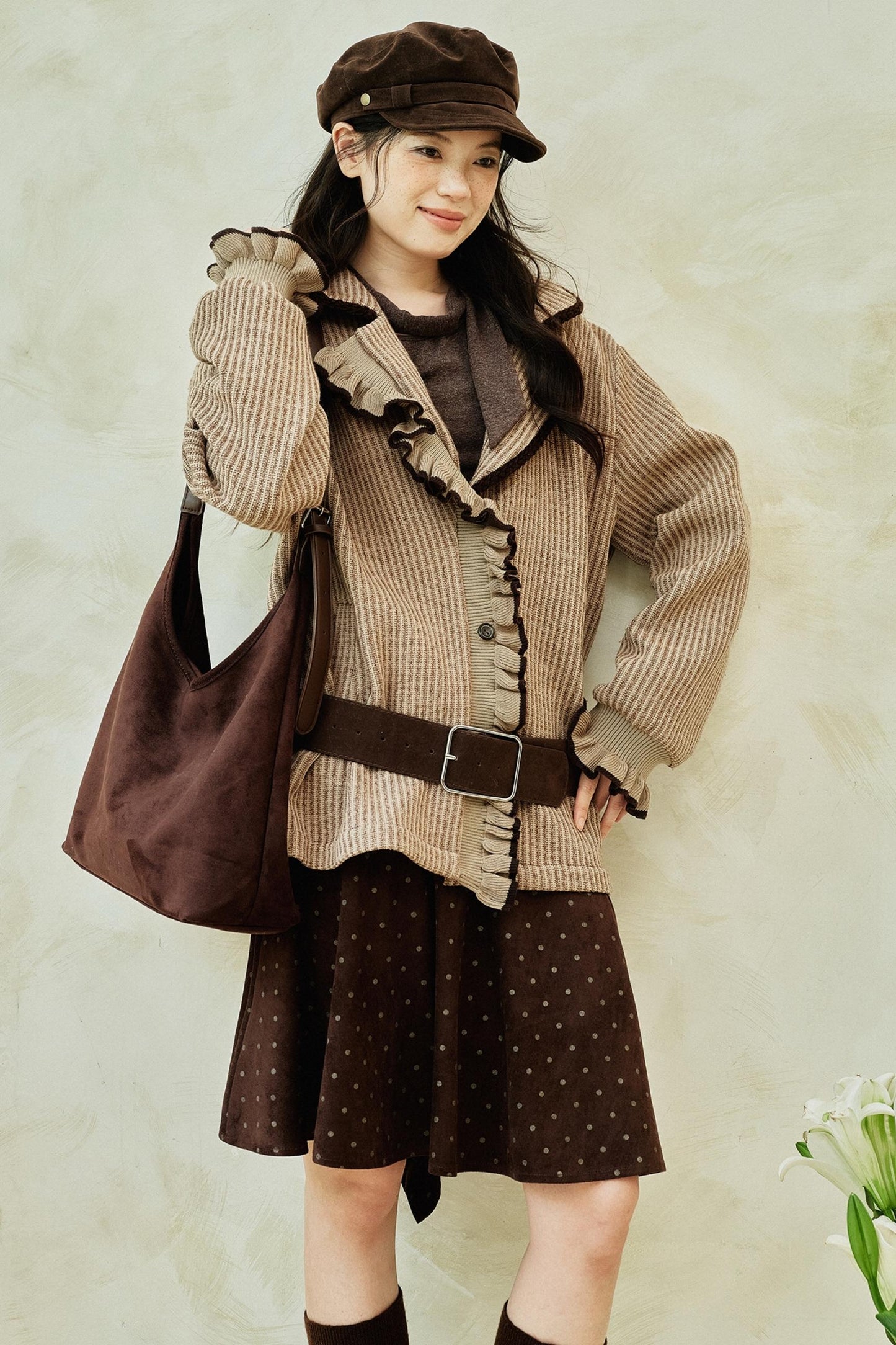 Original Striped Fleece Knitted Jacket