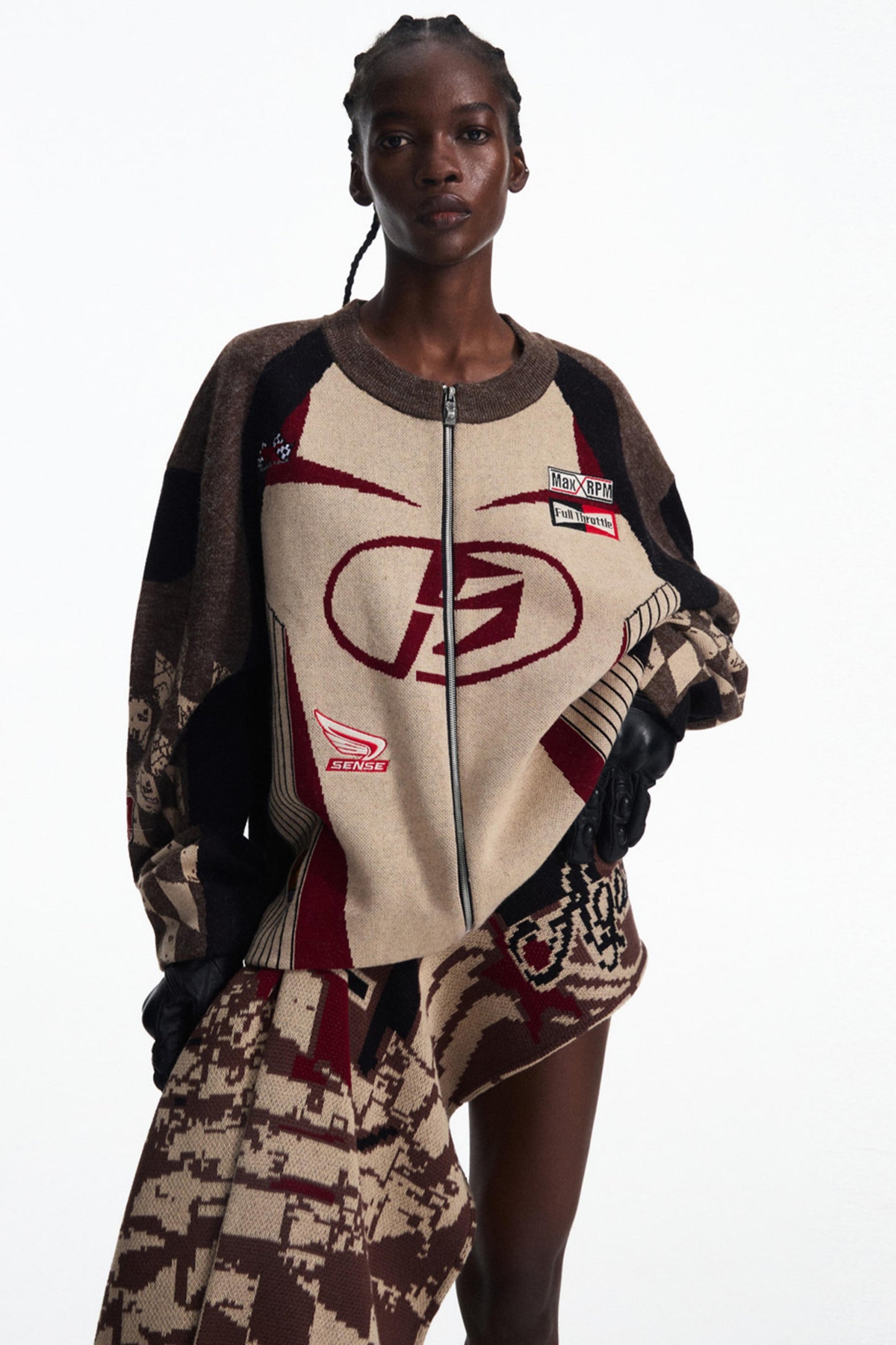 Racing Contrast Knit Top