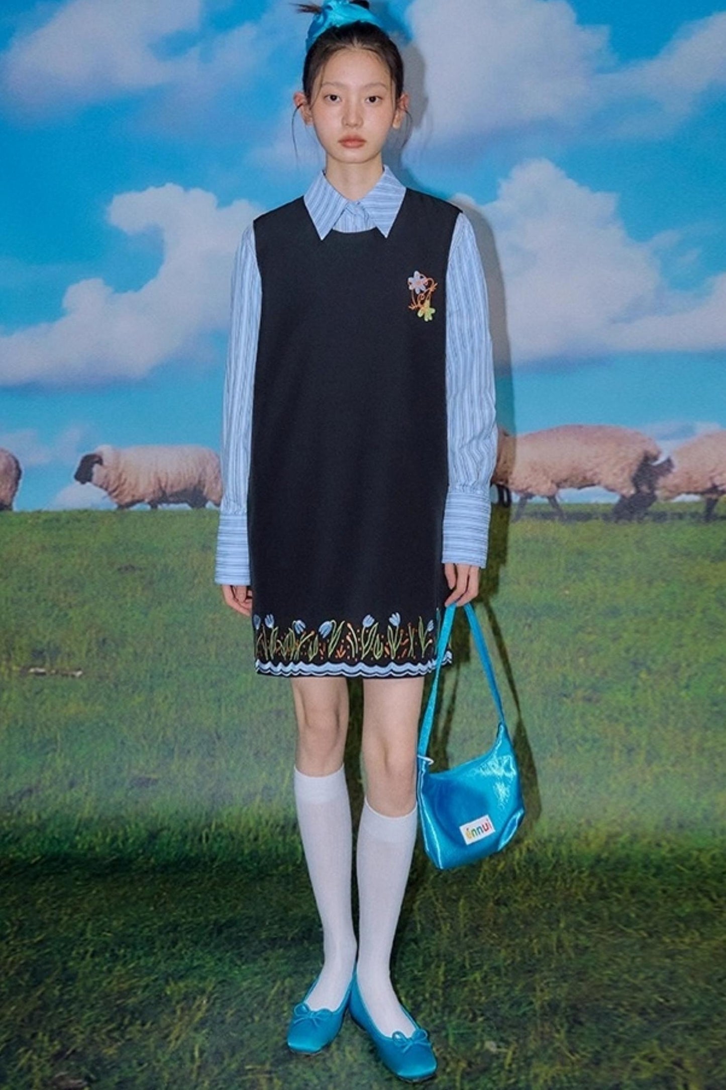 Original Tulip Embroidered Vest Dress