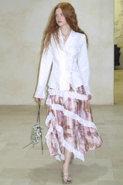 Dark Lace Waist Shirt & Skirt Set-Up