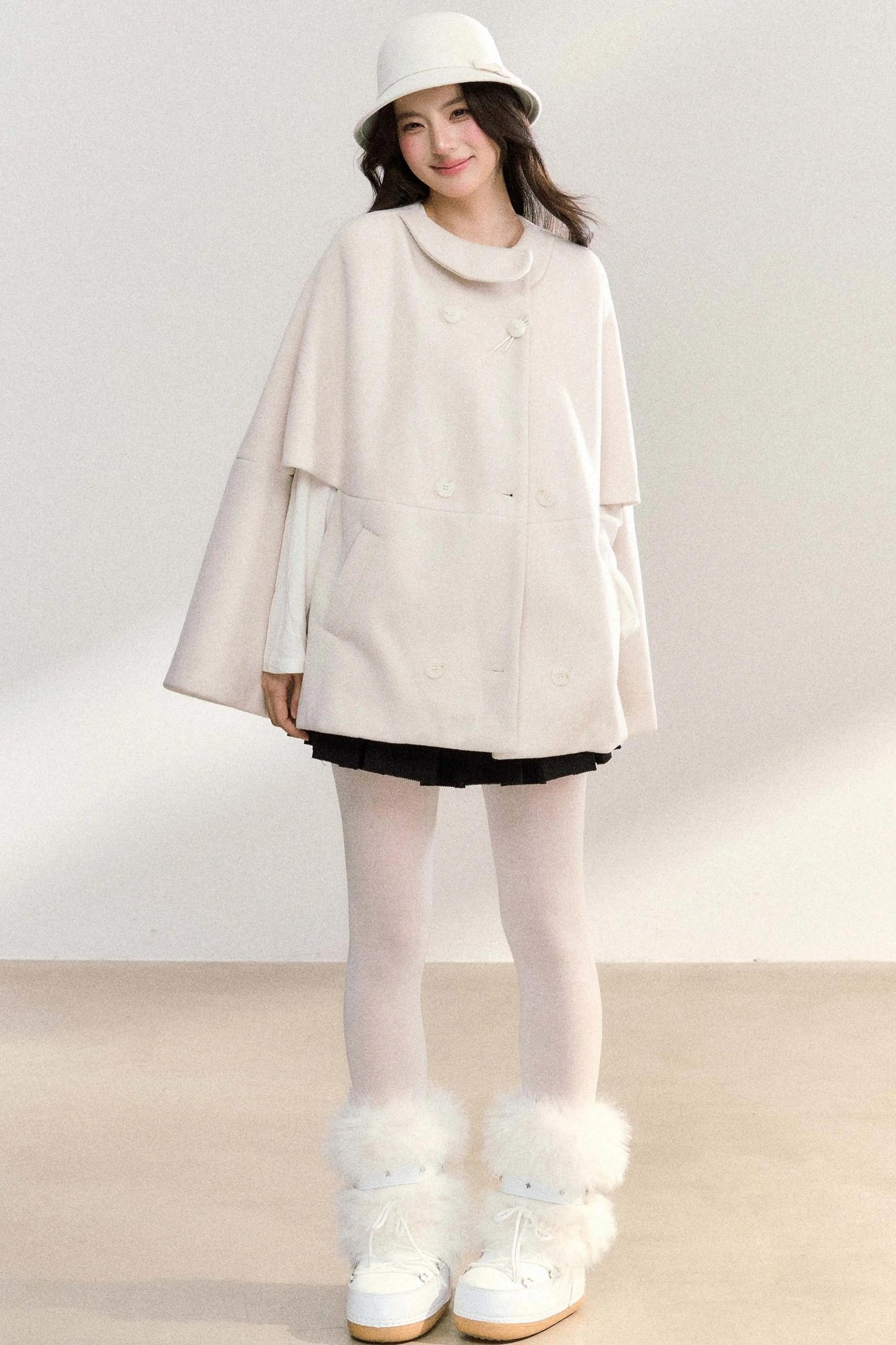 Doll Collar Woolen Cape Coat