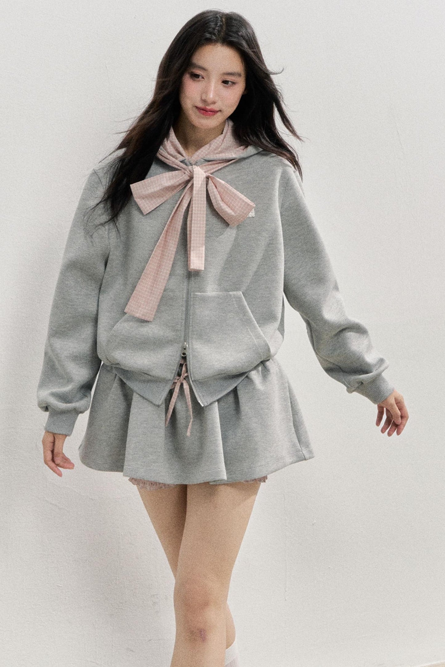 Comfort Bow Skirt Sweatshirt Set-Up