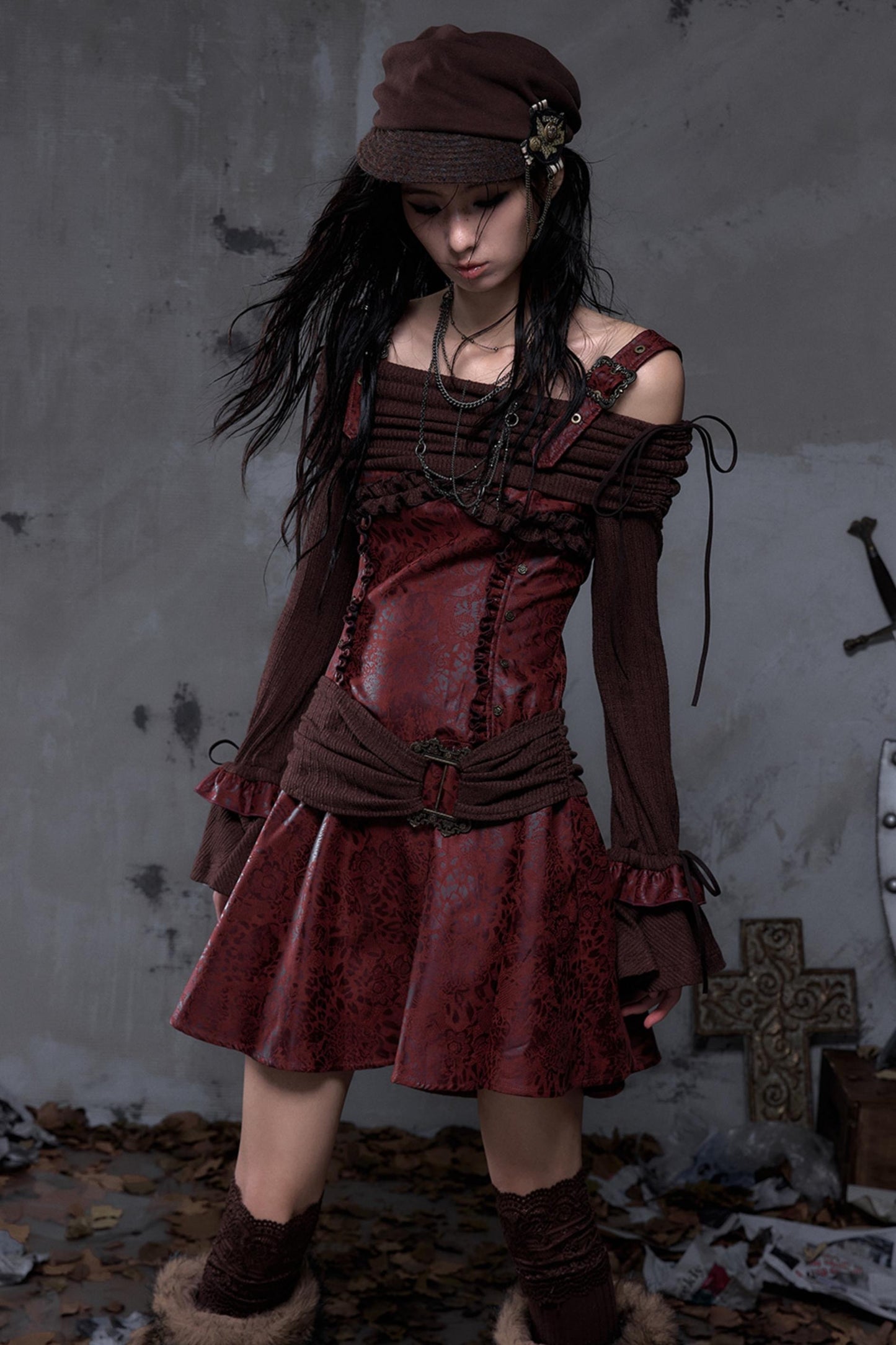 Retro Punk Patchwork Knit Dress