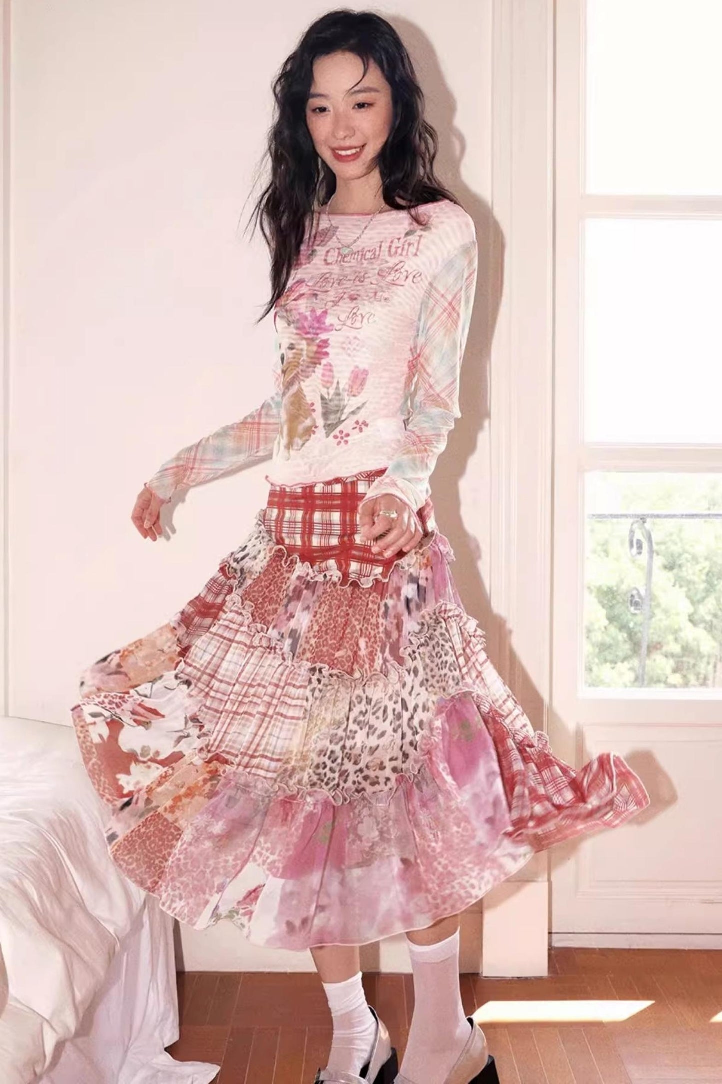Cake Plaid Print Skirt