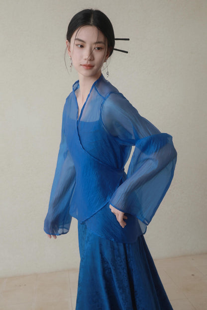 Blue Mesh Tie Sun Shirt