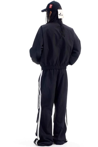 Color-Blocked Distressed Sports Jacket