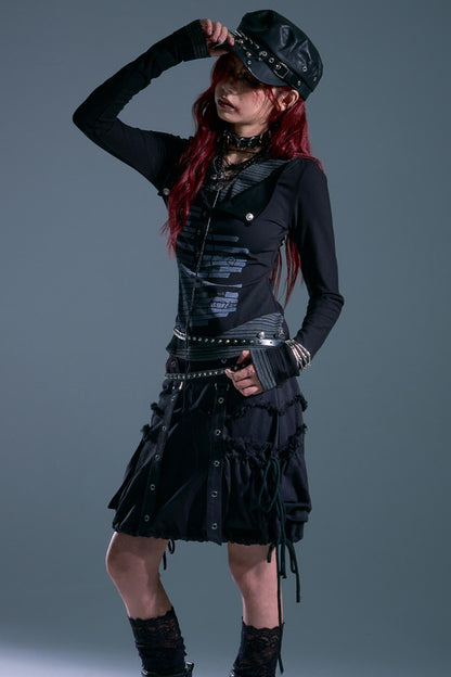 Raw Edge Puffy Bud Skirt