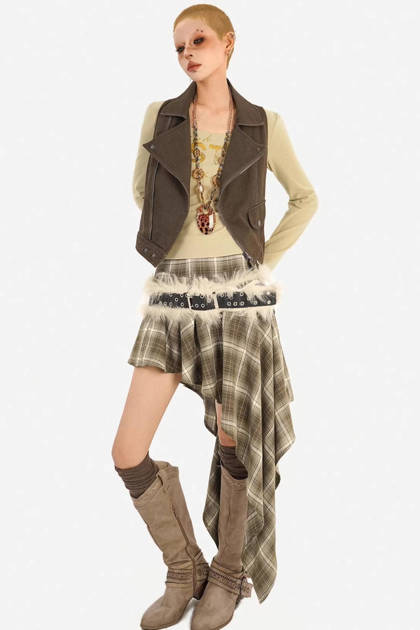 Retro Coffee Denim Vest Jacket