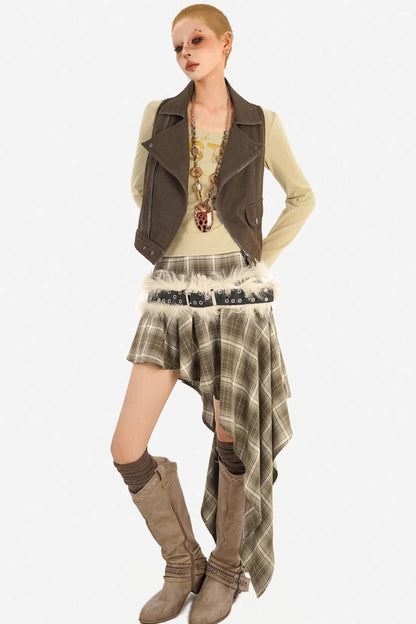 Retro Coffee Denim Vest Jacket